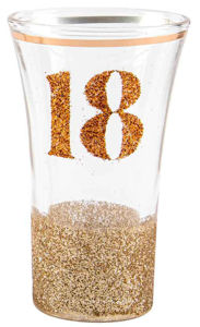 18th Gold Glitter Tall Glitter Shot Glass 30ml