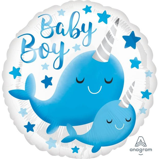 18" Foil Balloon  Baby Boy Narhwal