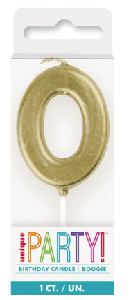 Mini Gold Numeral Candle 0