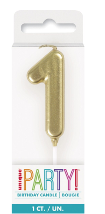 Mini Gold Numeral Candle 1
