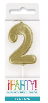 Mini Gold Numeral Candle 2