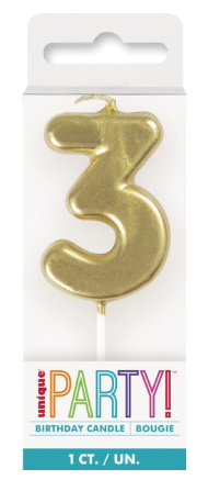 Mini Gold Numeral Candle 3