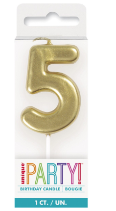 Mini Gold Numeral Candle 5