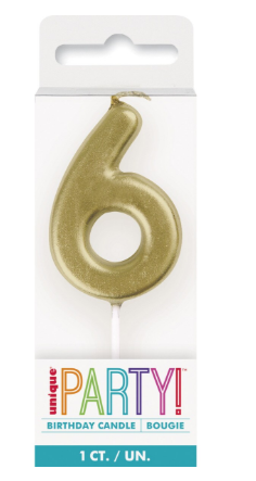 Mini Gold Numeral Candle 6