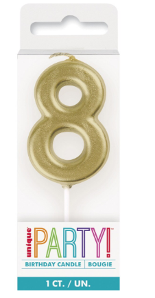 Mini Gold Numeral Candle 8