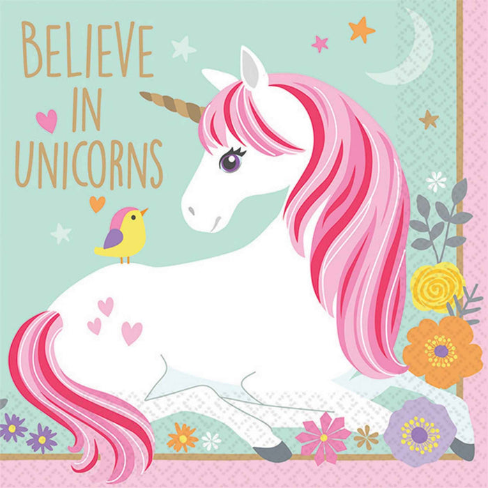 Believe In Unicorns Beverage Napkins 16Pk