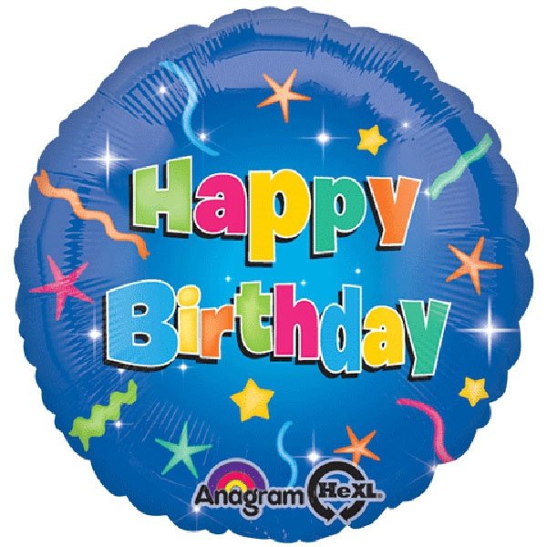 Happy Birthday Rainbow Stars Foil Balloon 43cm