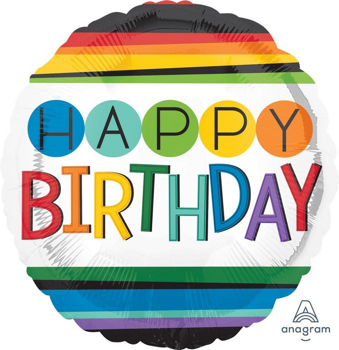 Happy Birthday Rainbow Foil Balloon 43cm
