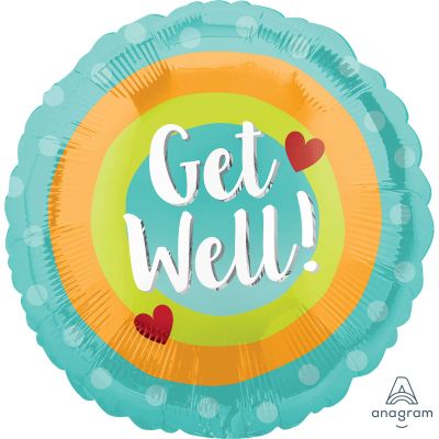 Get Well Foil Balloon With Dots 17''/43cm