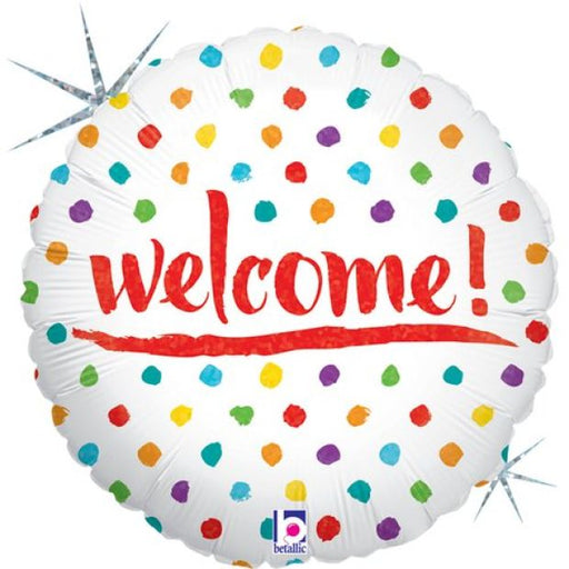 18" Welcome Foil Balloon With Dots