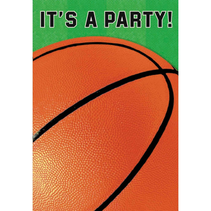 Basketball Fan Folded Invitations 8 Pack