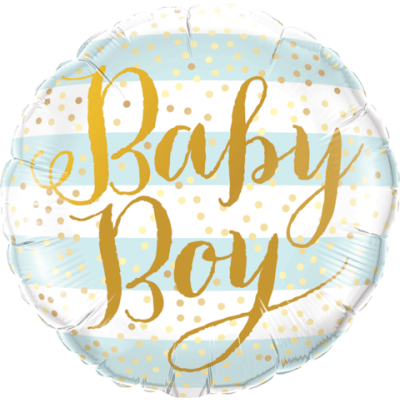 18" Foil Balloon Baby Boy Dots and Stripes
