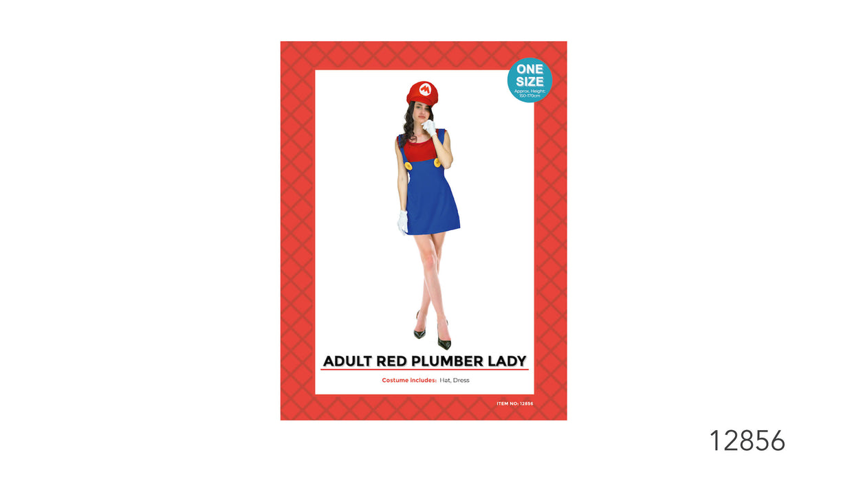 Adult Red Plumber Girl Costume