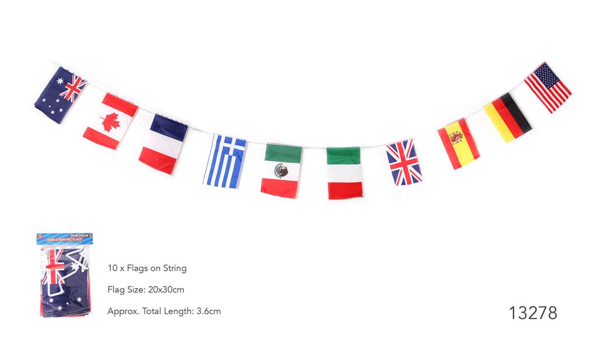 World Bunting Flag 3.6m 10 Flags