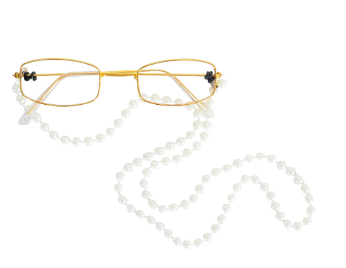 Gold Rim Grandma Glasses With Pearl Chain