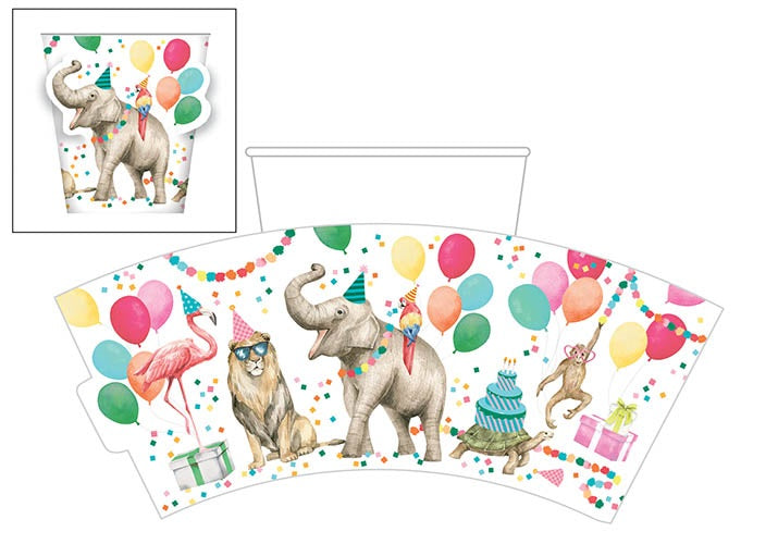 Cup Sleeves Party Animals Pk 8