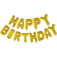 Happy Birthday 35cm Foil Balloon Kit Gold