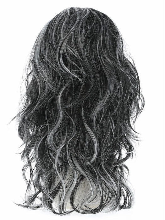 Gothic Vampire Wig, Black, Long with White Highlights