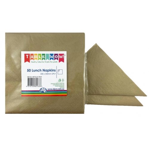 Lunch Napkin Pack 50 - Metallic Gold