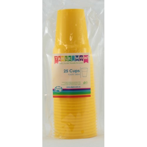 Plastic Cups 25 Pack - Yellow