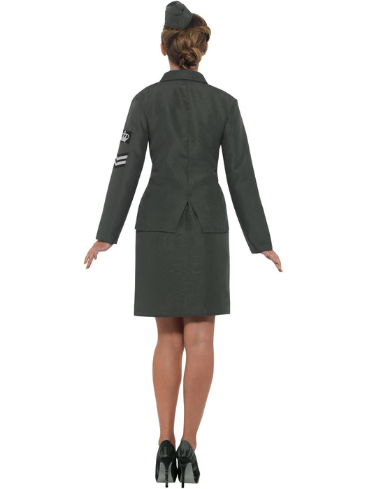 WW2 Army Girl  Adult Costume, Green Size 16-18