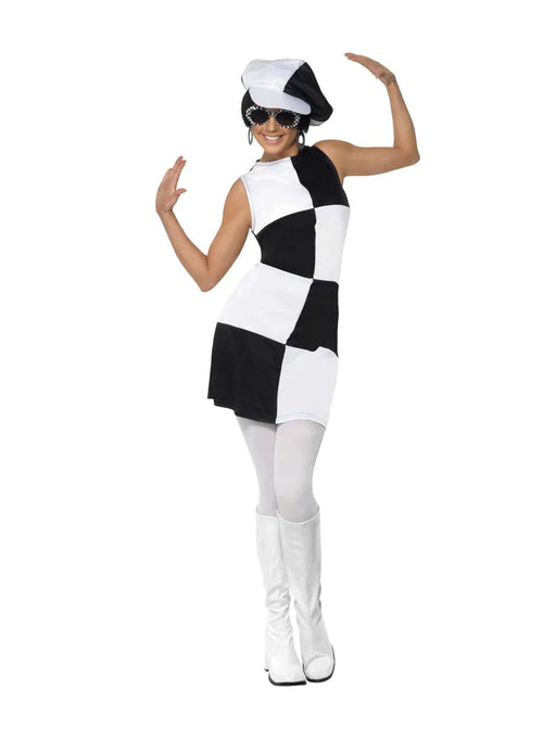 60's Black/White Party Girl Costume - Large