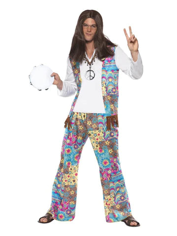 Groovy Hippie Multi Coloured Adult Costume