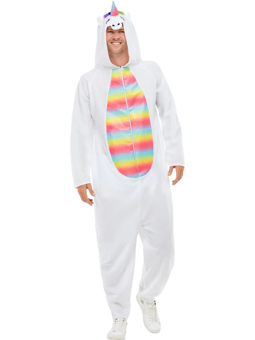 Unicorn Costume, White with Hooded Jumpsuit