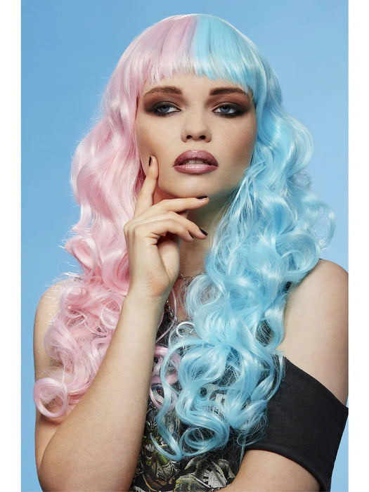 Manic Panic® Cotton Candy Angel™ Siren™ Wig Long Curled Ends with Fringe, Heat Styleable