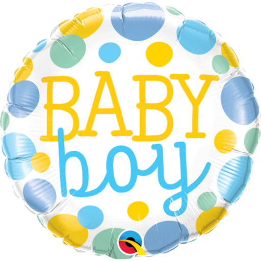 18" Foil Balloon - Baby Boy Dots