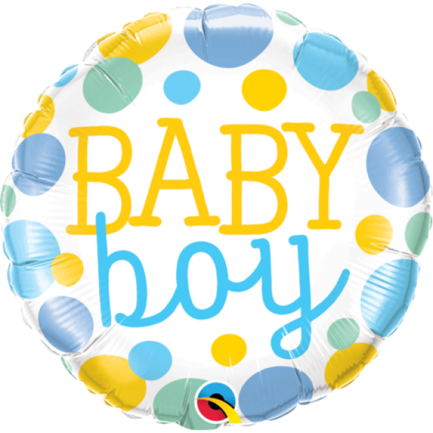 18" Foil Balloon - Baby Boy Dots