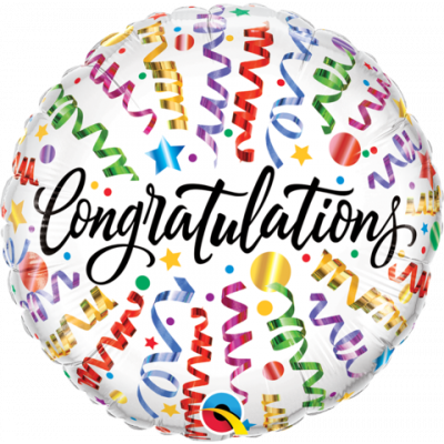 18" Foil Balloon "Congratulations" Streamers