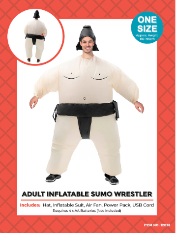 Adult Inflatable Sumo Wrestler Black One Size Fits Most