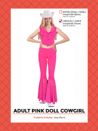 Adult Pink Doll Cowgirl Costume
