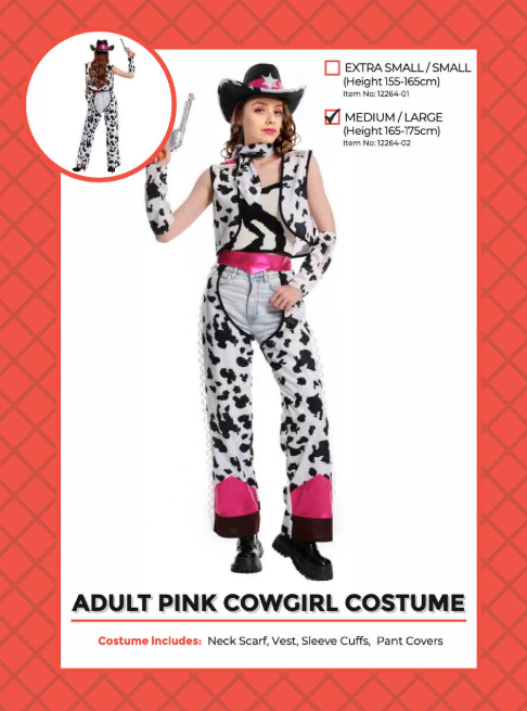 Adult Cowprint Cowgirl Costume