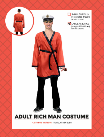 Adult Rich Man Costume Small/Medium