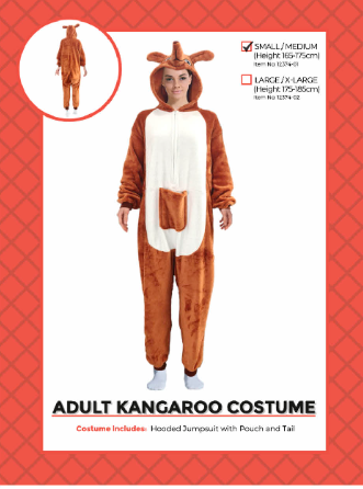 Adult Kangaroo Onesie - Small/Medium