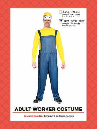 Adult Worker Boy Costume Large/Extra Large