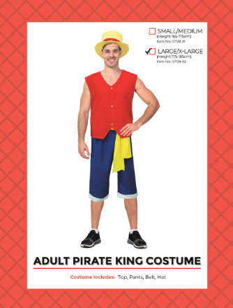 Adult Pirate King Costume Large/Extra Large