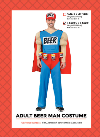 Adult Beer Man Hero Costume - Large/Extra Large
