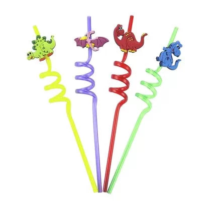 Dino Party Plastic Straws Pack Of 4