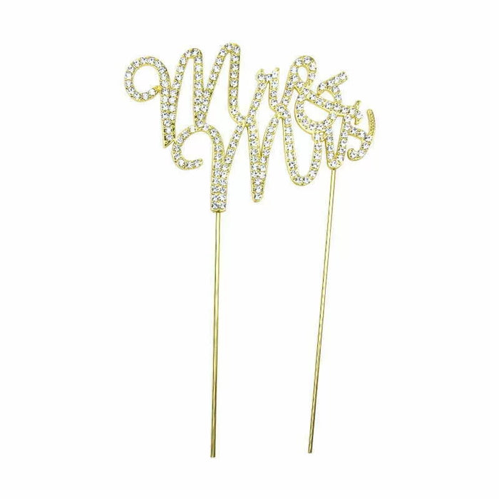 Gold Diamonte Cake Topper Mr & Mrs 10.6cm