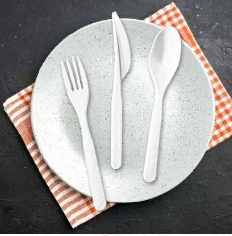 Reusable White Plastic Cutlery Set 18pcs