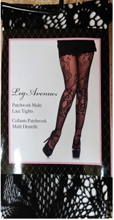 Patchwork Multi Black Lace Tights O/S
