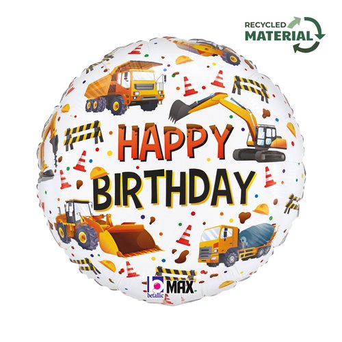 Happy Birthday Construction Equipment Foil 18''