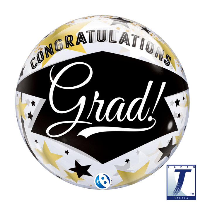 Takara Congratulations Grad! Black And Gold Stars Bubble 22''/56cm