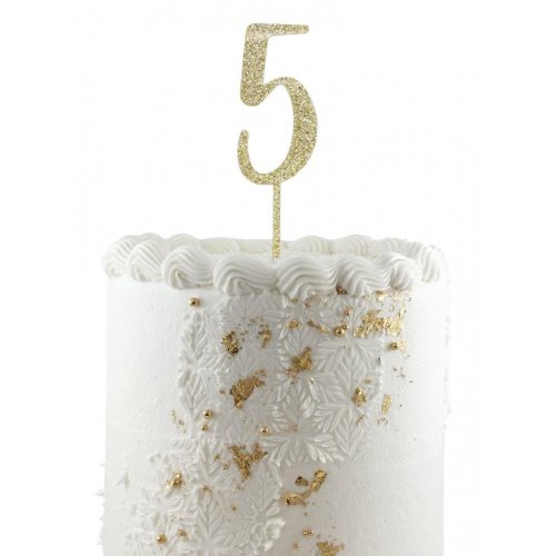 #5 Cake Topper Glitter Gold