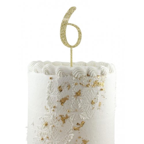 #6 Cake Topper Glitter Gold