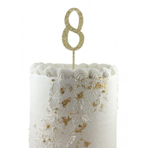 #8 Cake Topper Glitter Gold