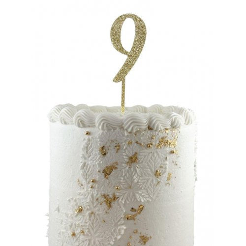 #9 Cake Topper Glitter Gold